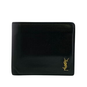YVES SAINT LAURENT GBL610193 Compact Wallet YSL Logo Bi-fold Black